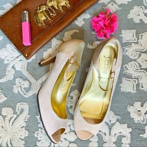 J. Crew Cossette Suede/Patent Leather Peep Toe 7.5